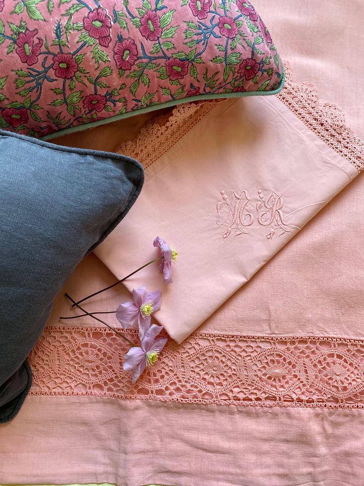 Salmon Pink Sheet and Pillowcase