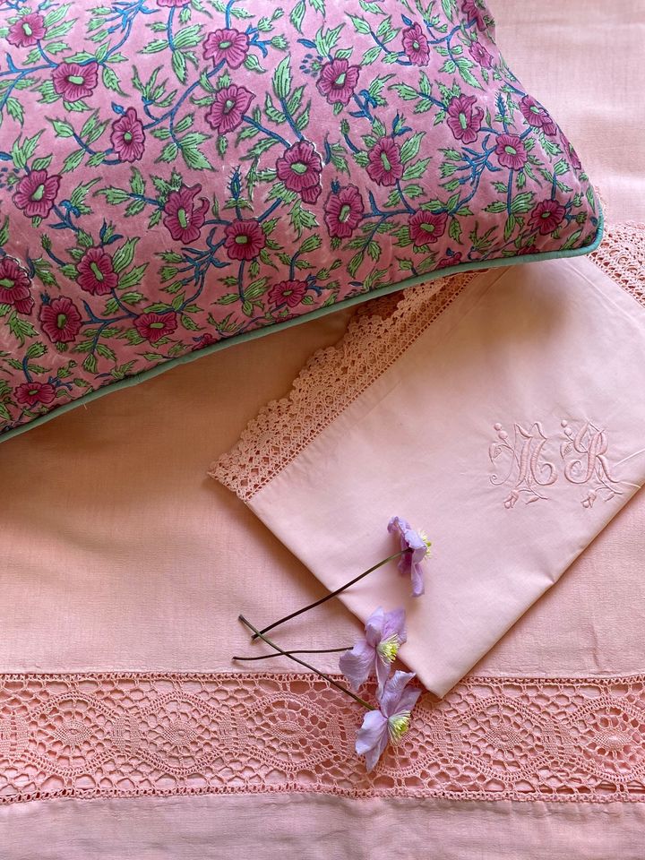 Salmon Pink Sheet and Pillowcase