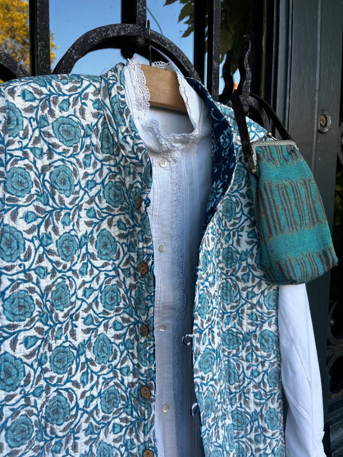 Gilet Kantha Mireille - Sans Manches Réversible Coton Femme (Taille M)
