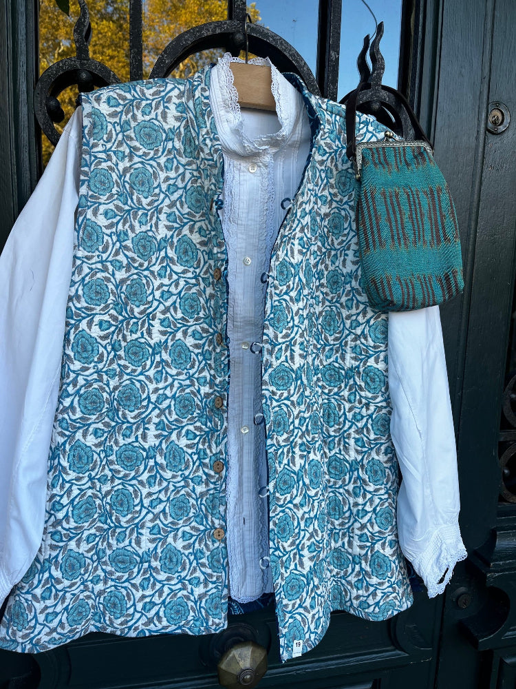 Gilet Kantha Mireille - Sans Manches Réversible Coton Femme (Taille M)