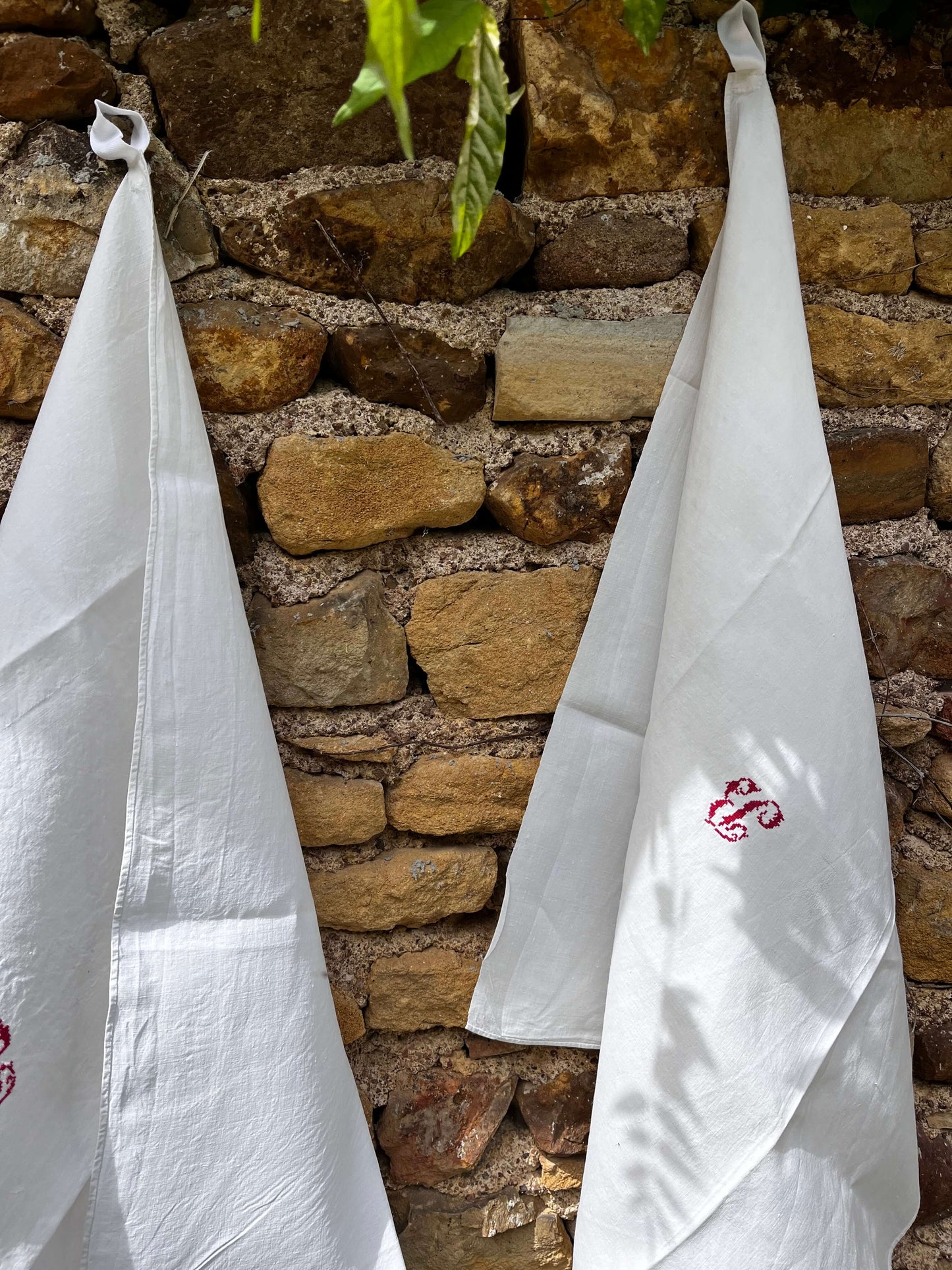 Vintage French Linen Tea Towel with BB Monogram – Handmade Antique Kitchen Linen