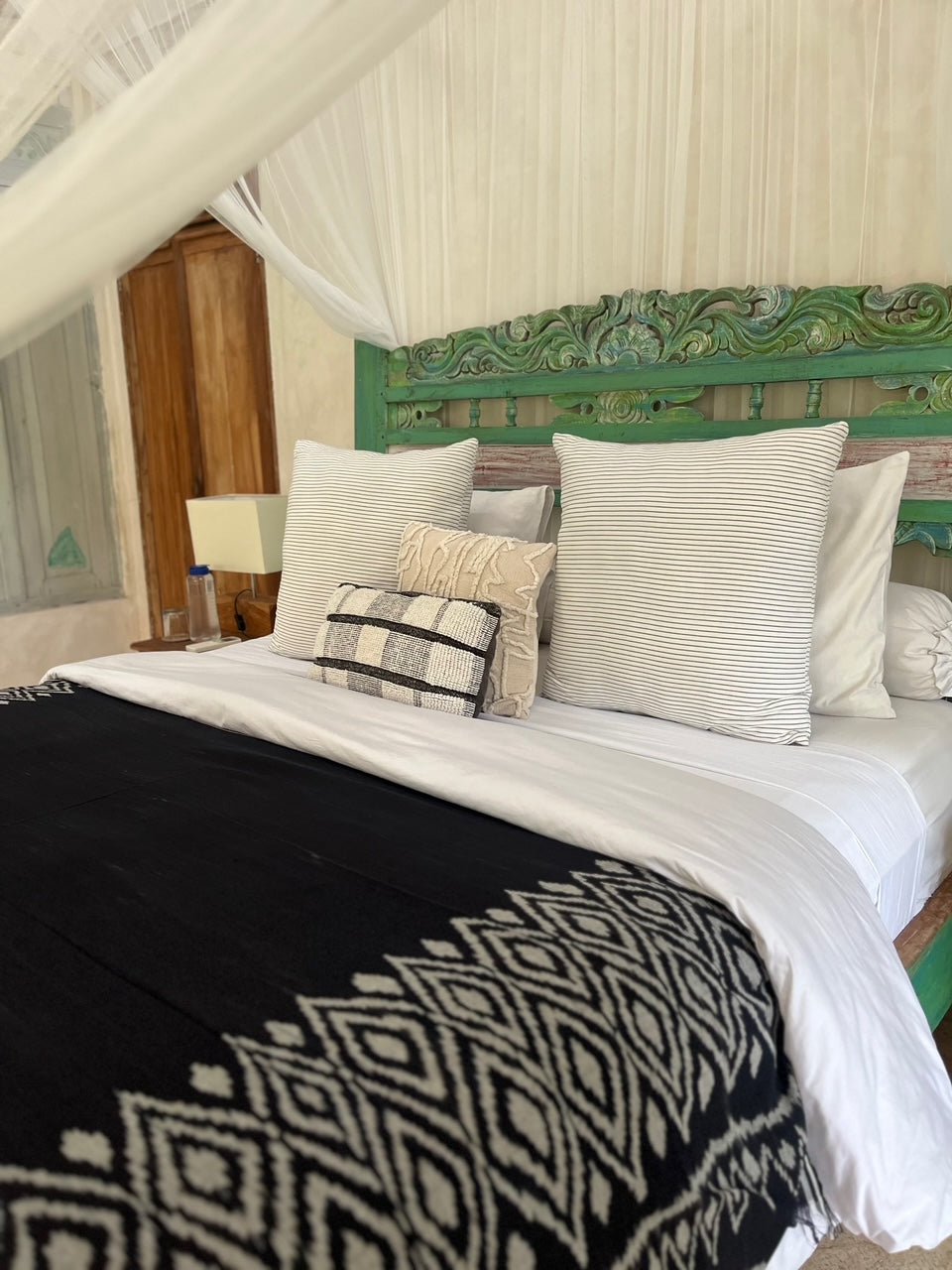 Midnight Blue Ikat Bed Throw