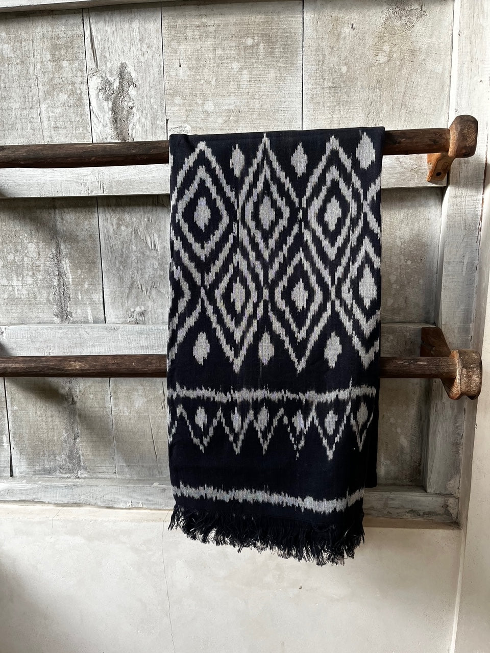 Midnight Blue Ikat Bed Throw