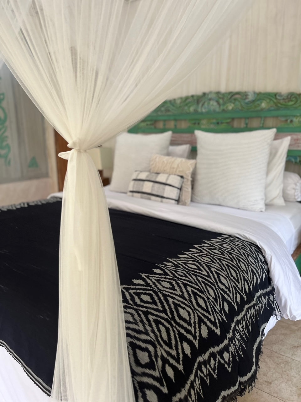 Midnight Blue Ikat Bed Throw