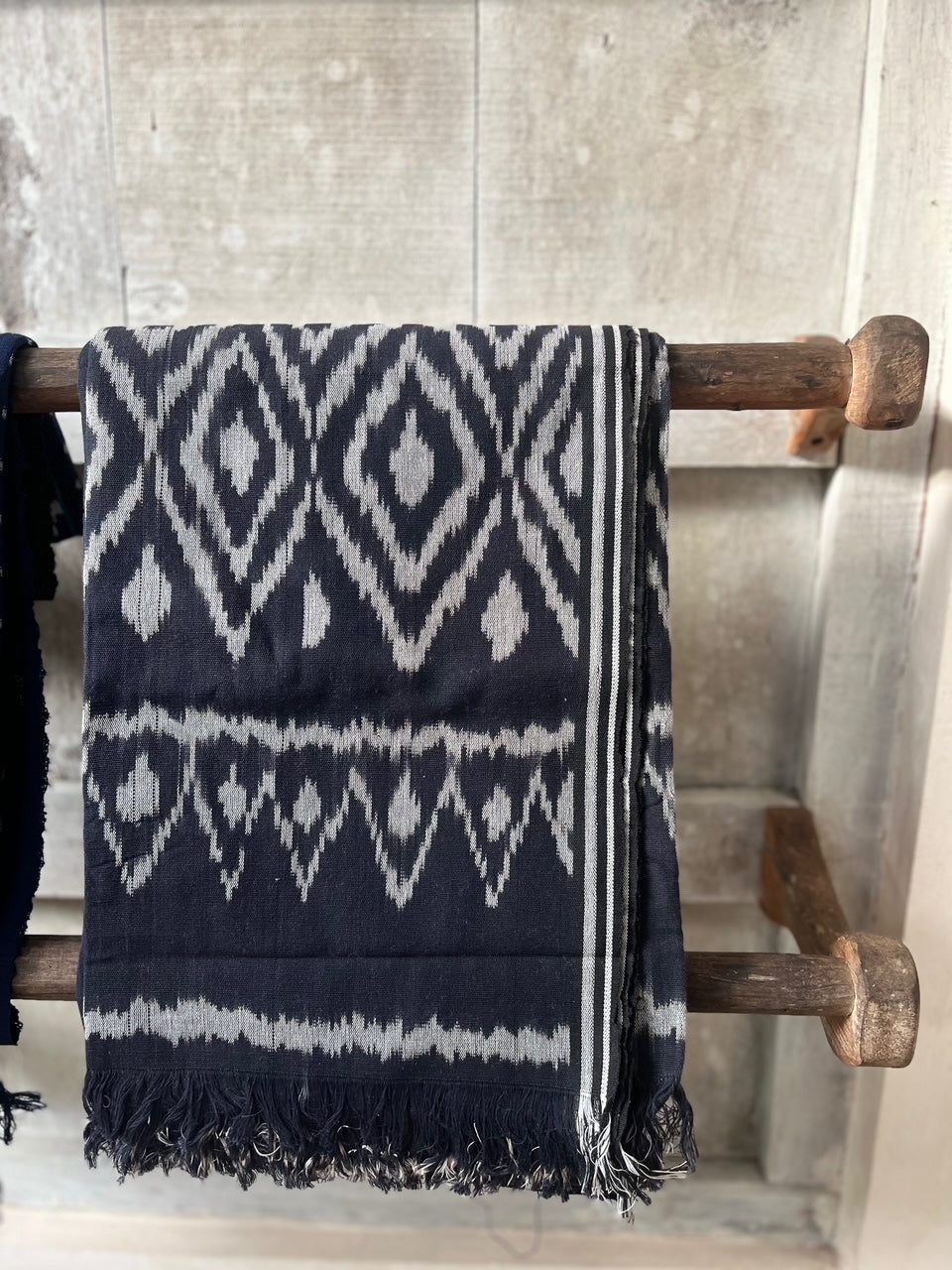 Midnight Blue Ikat Bed Throw