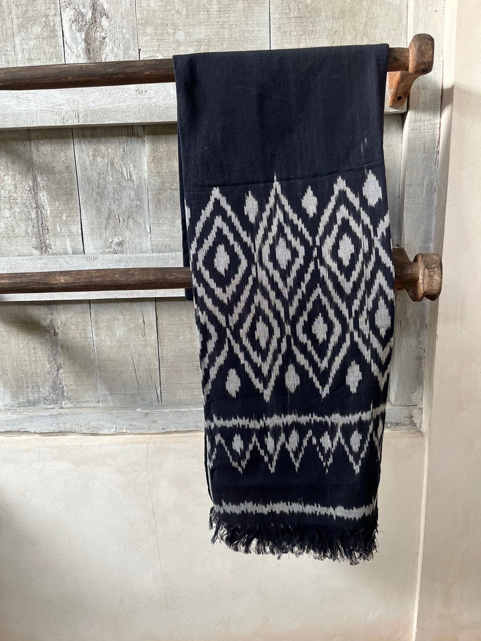 Midnight Blue Ikat Bed Throw