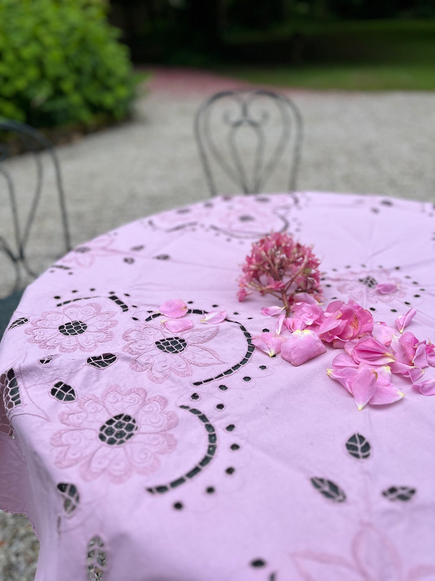 Nappe Ancienne Ronde Rose