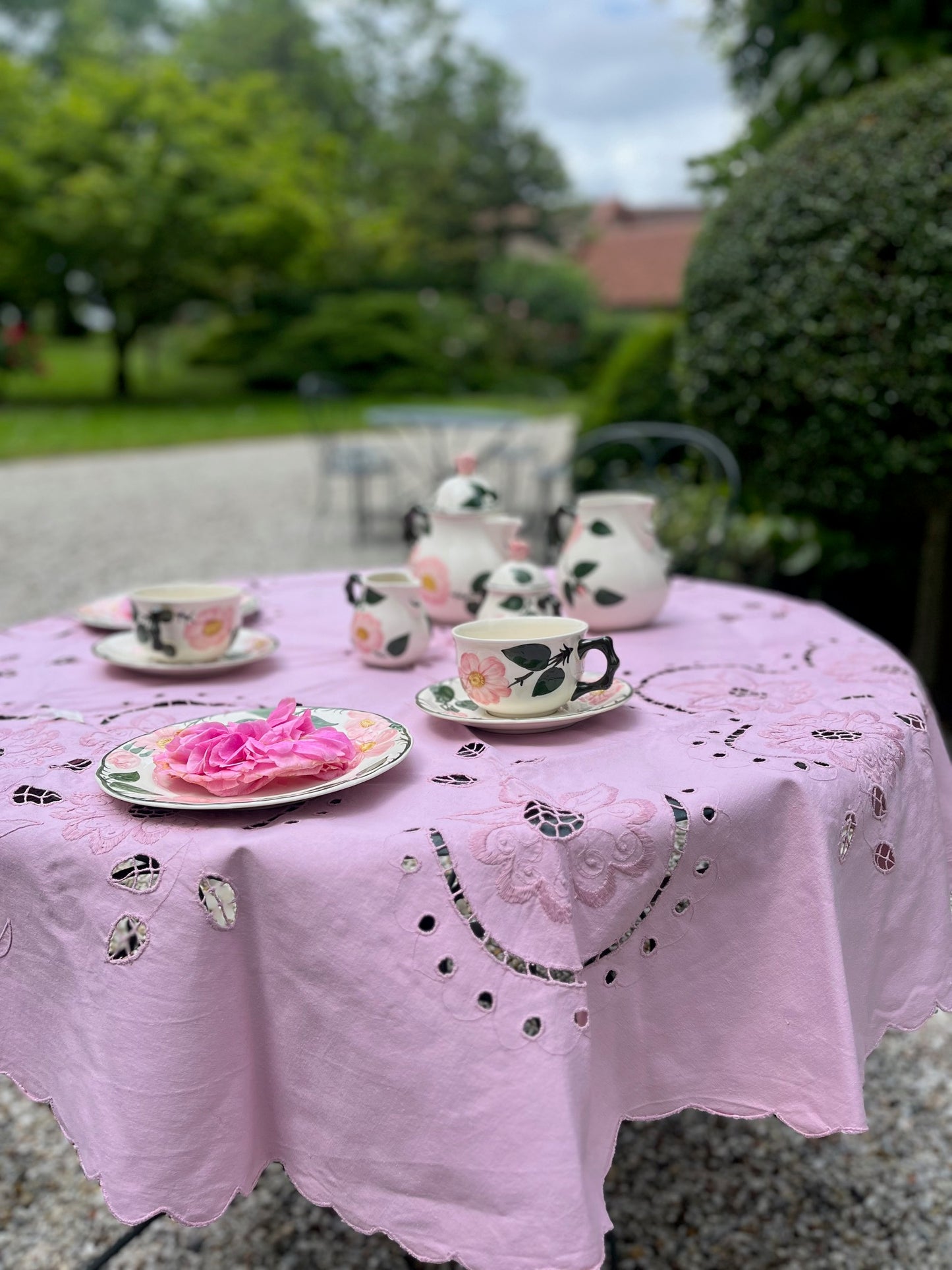 Nappe Ancienne Ronde Rose