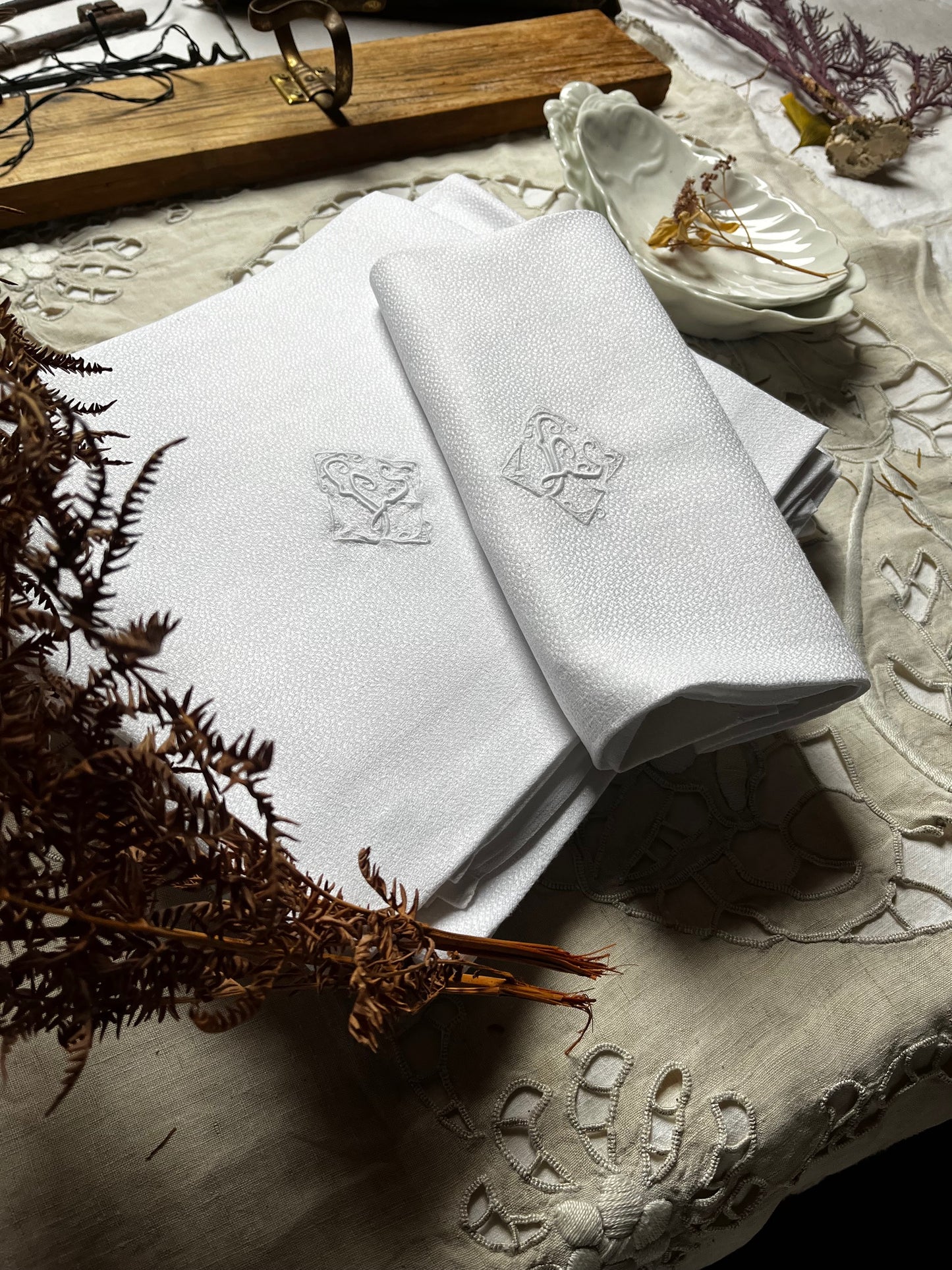 Serviettes Anciennes LS Blanches