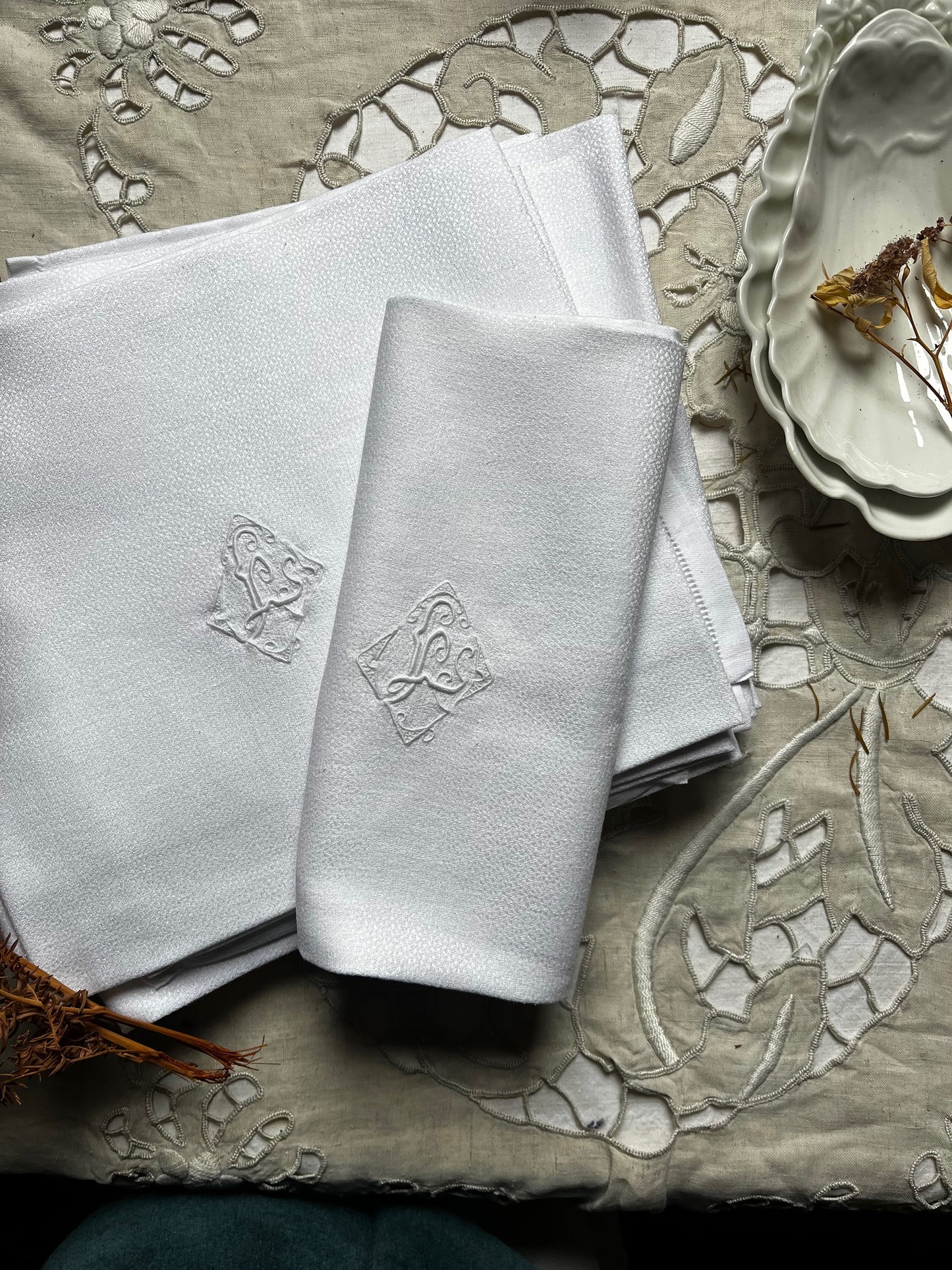 Serviettes Anciennes LS Blanches