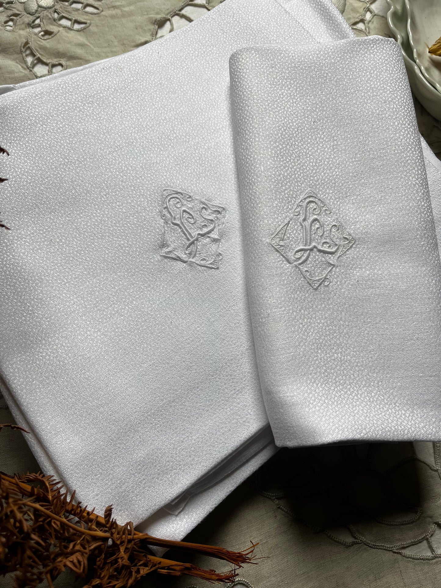 Serviettes Anciennes LS Blanches