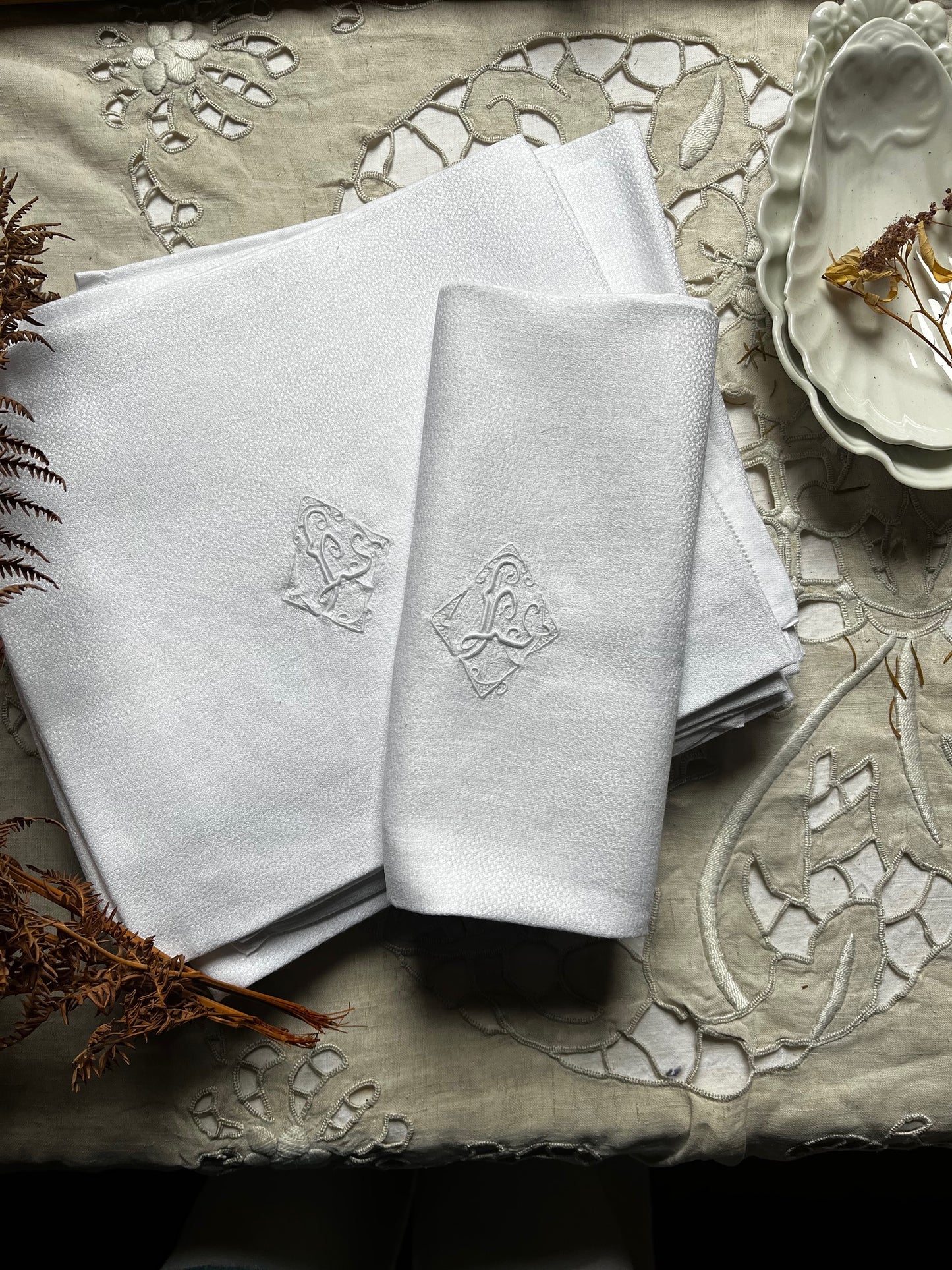 Serviettes Anciennes LS Blanches