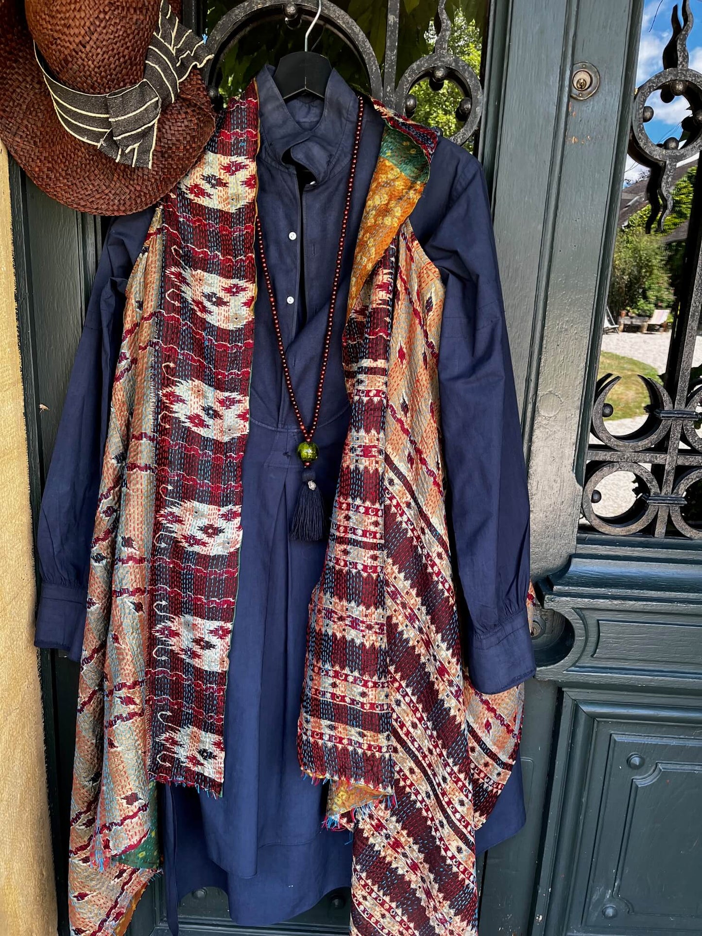 Chemise vintage teinte à la main, coton ancien, coupe ample