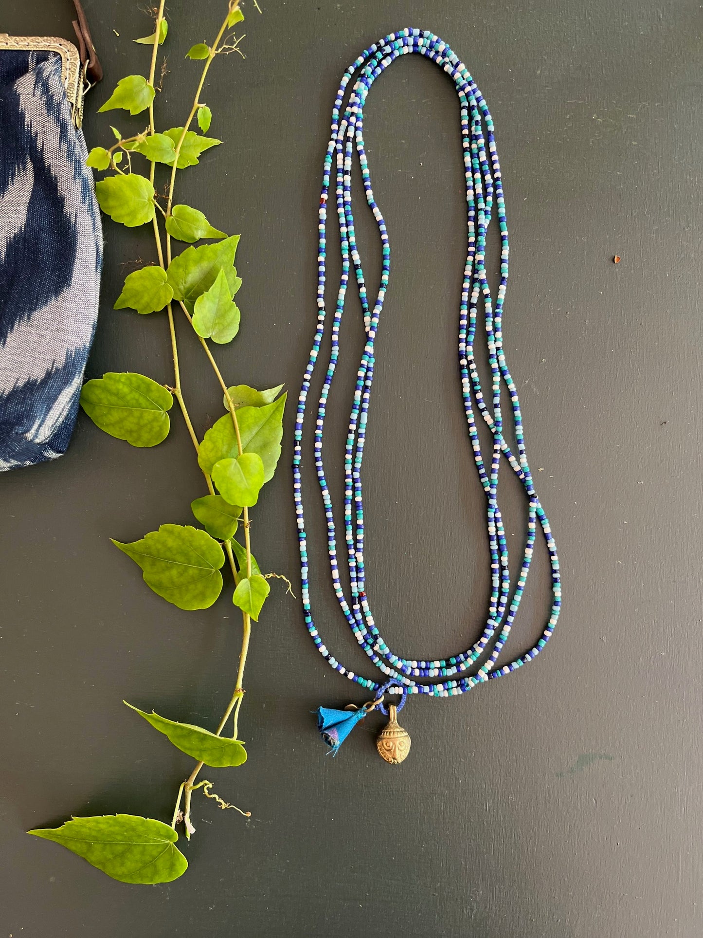 Collier de méditation mala bleu, style yoga et bien-être