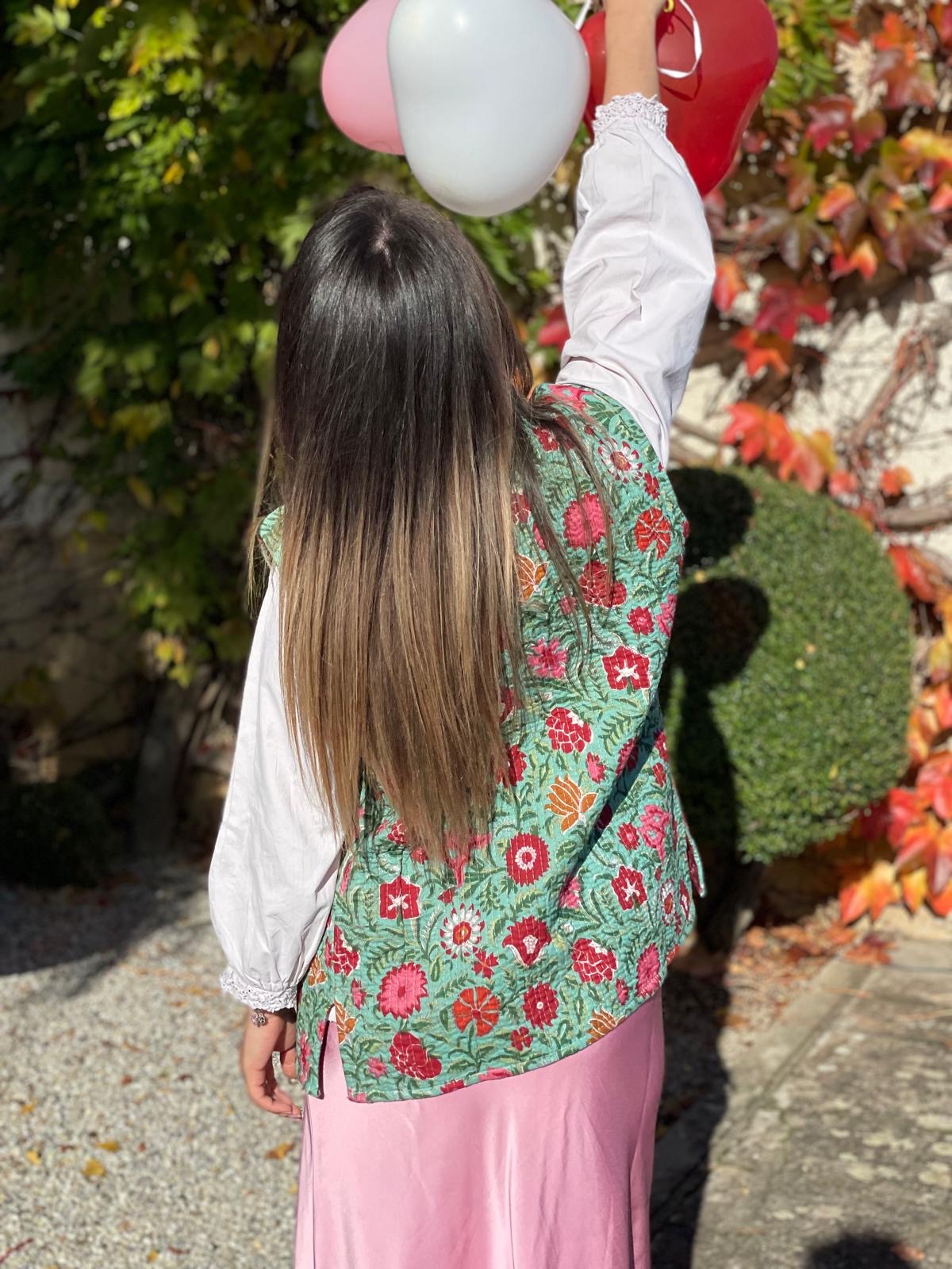 Gilet Kantha - Gilet réversible en coton brodé, style bohème