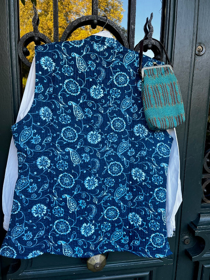 Gilet Kantha Mireille - Sans Manches Réversible Coton Femme (Taille M)