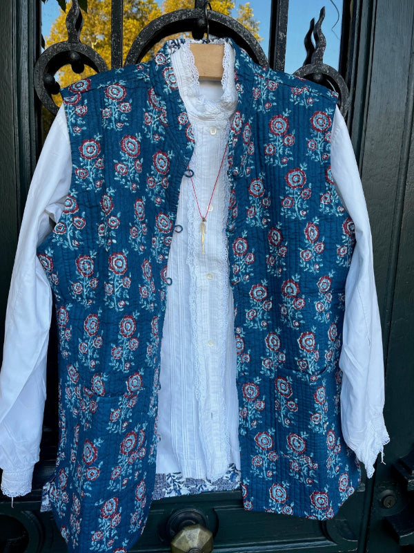 Gilet sans manches réversible en coton, fait main – Style bohème