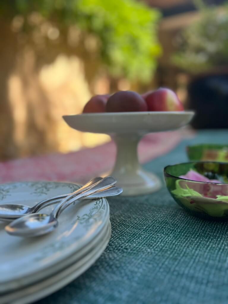 The King Arthur Tables – Sage Green & Antique Roses Vintage Table Setting