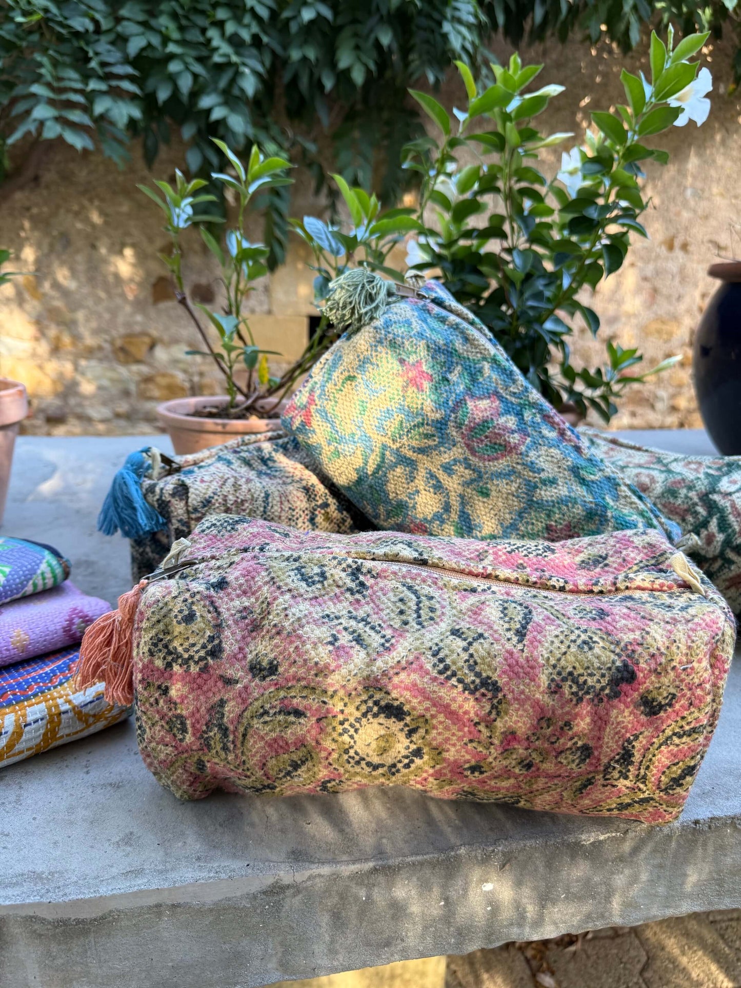 Constance Toiletry Bag – Large Floral Cotton Tapestry Bag