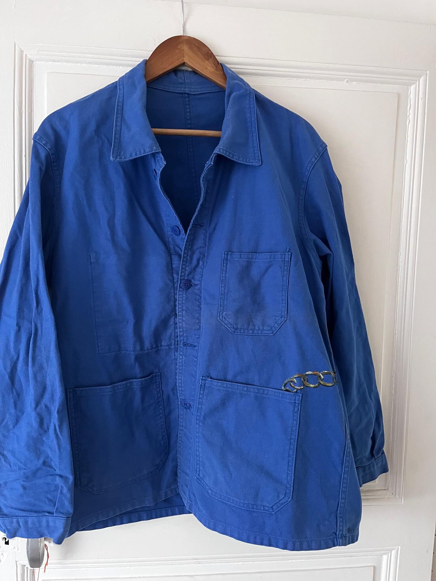 Bleu de Travail Matelot Peint à la Main – Veste Vintage Française en Coton