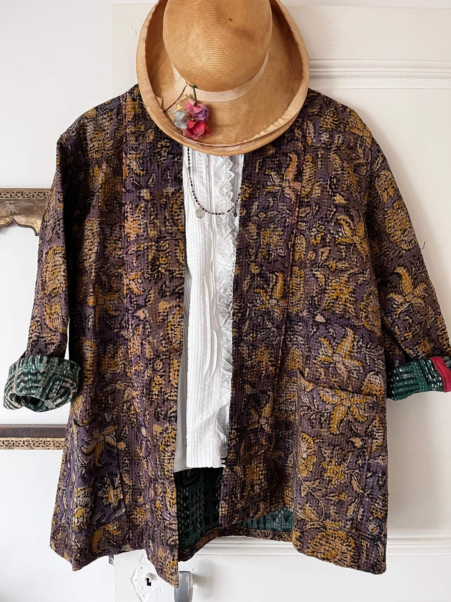 Veste Kantha Lola – Veste bohème artisanale en coton recyclé, pièce unique