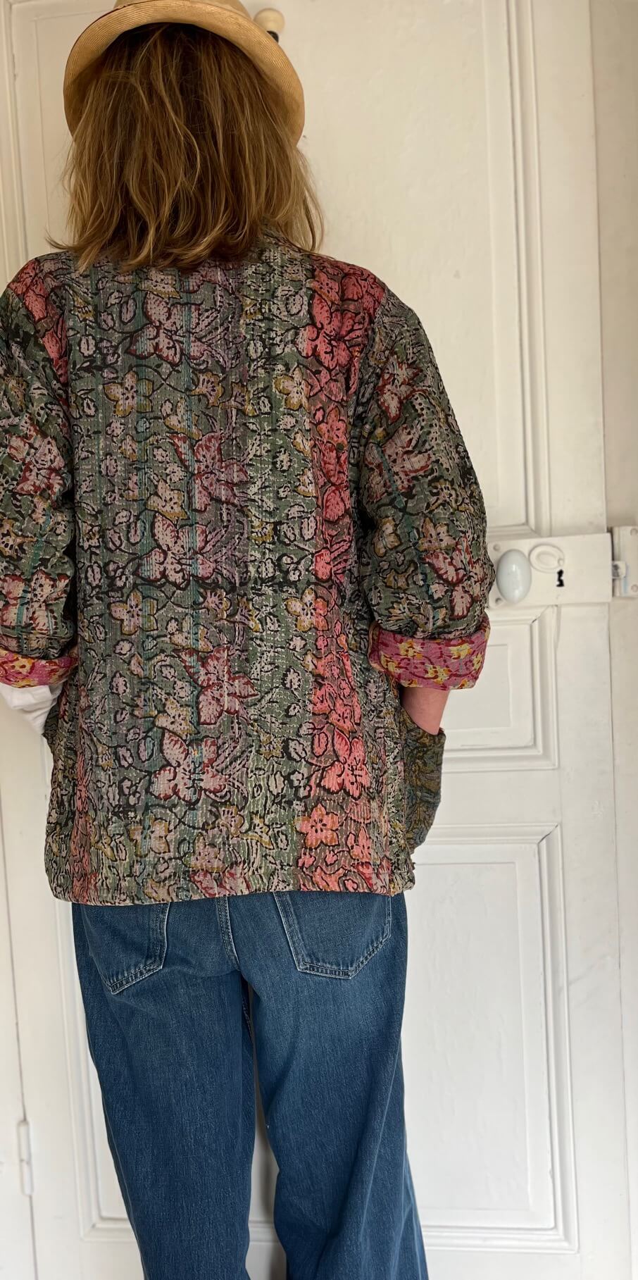 Veste Kantha Lola – Veste bohème artisanale en coton recyclé, pièce unique