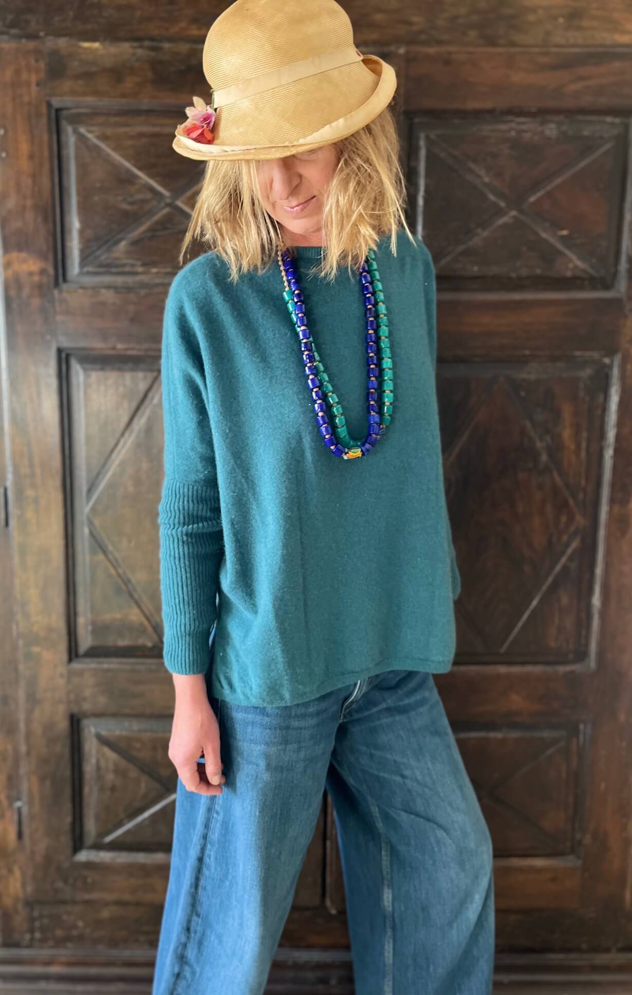 Handmade Beaded Necklace – Boho Statement Necklace – Blue or Green