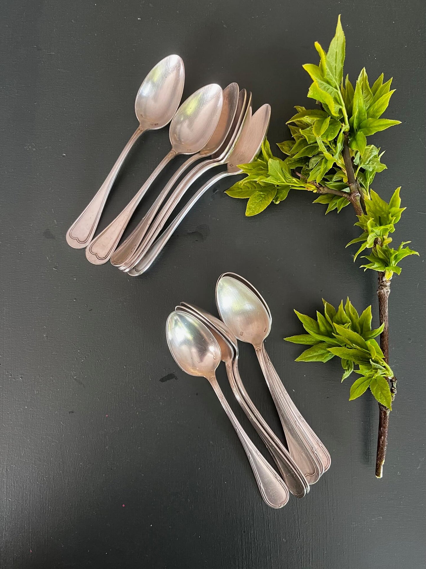 Set of 6 Antique Silver-Plated Teaspoons – Mismatched Vintage Flatware