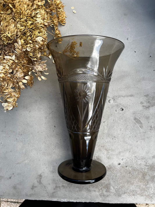 Vase en verre transparent 26x15 cm, design élégant, décoration bohème chic