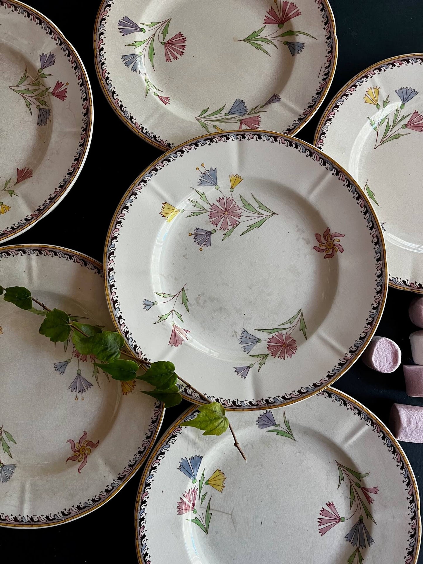 Détail motif Diogène assiette ancienne Sarreguemines collection brocante