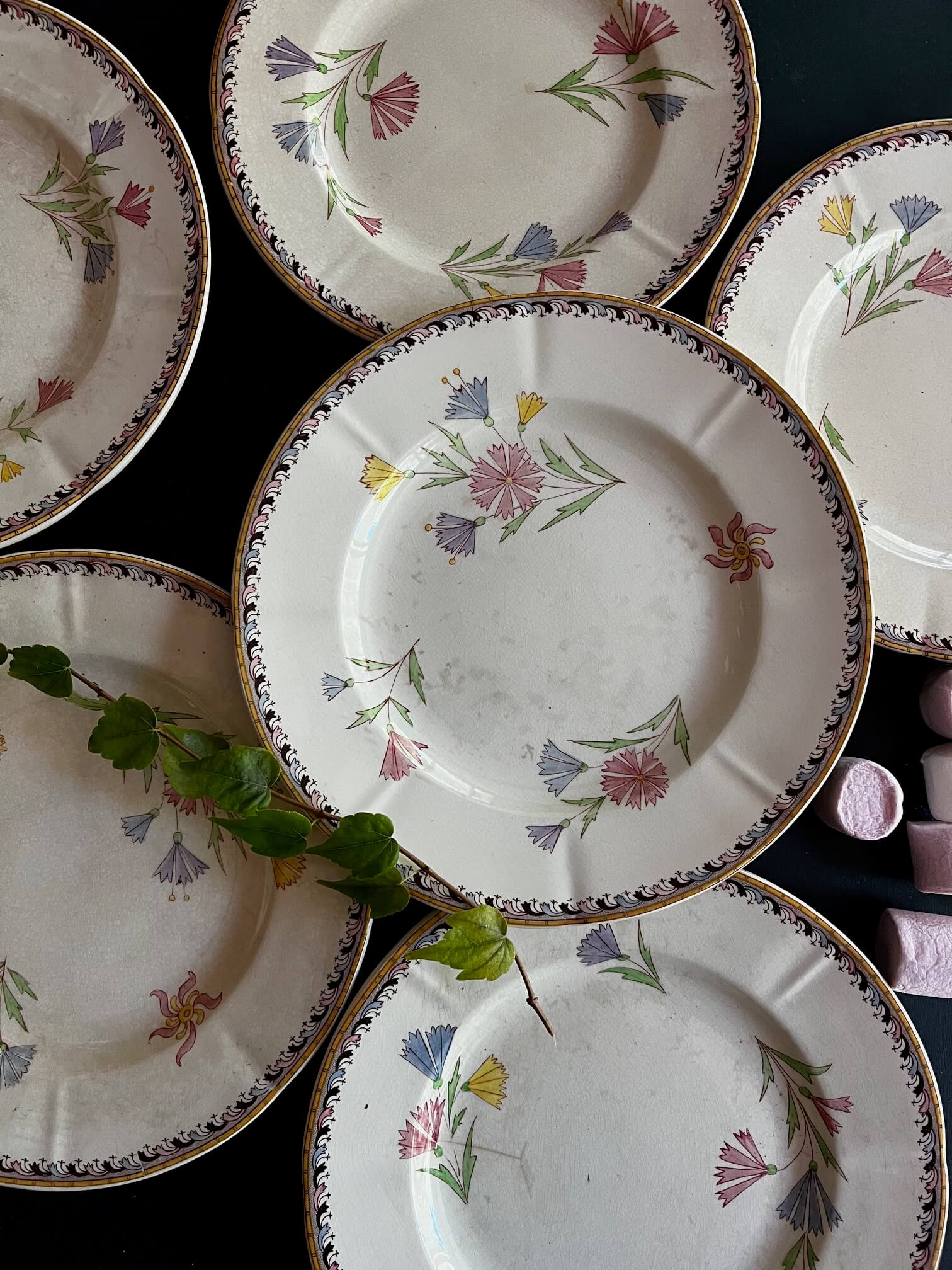 Détail motif Diogène assiette ancienne Sarreguemines collection brocante