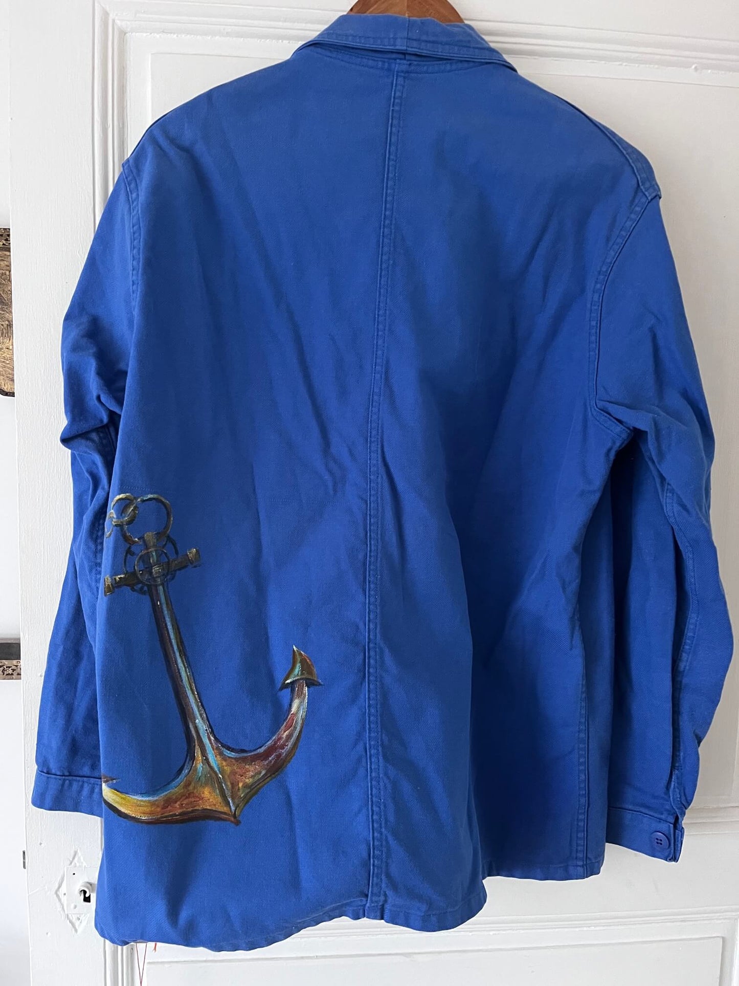 Bleu de travail matelot peint à la main – dos de la veste