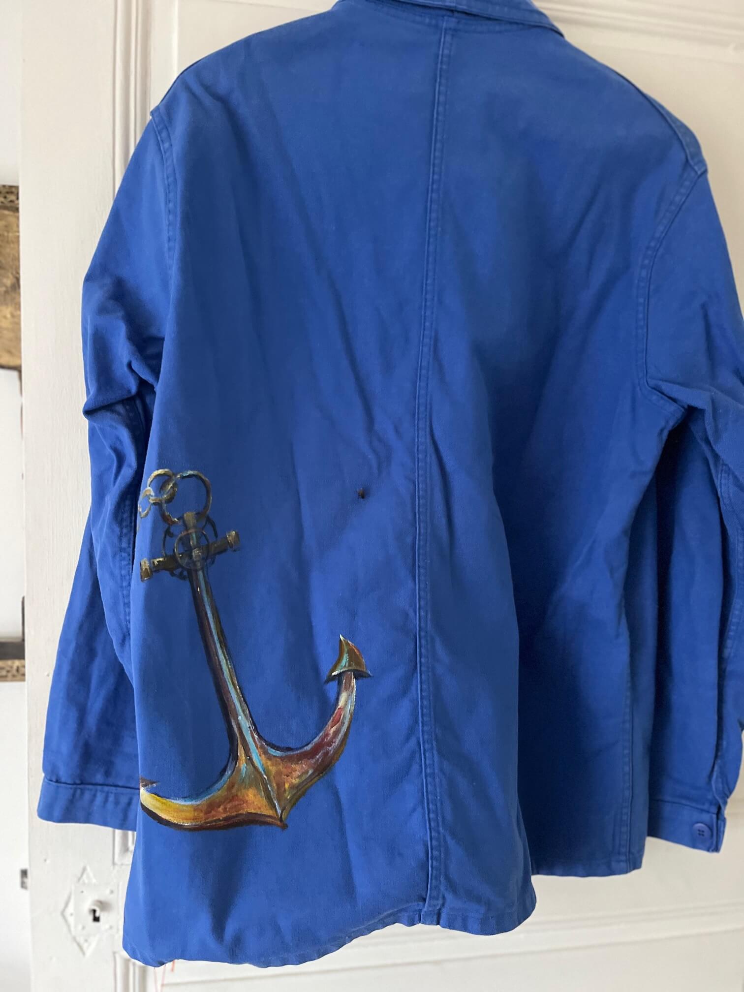 Veste de travail matelot transformée en pièce artistique