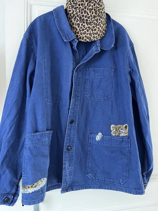 bleu de travail vintage peint