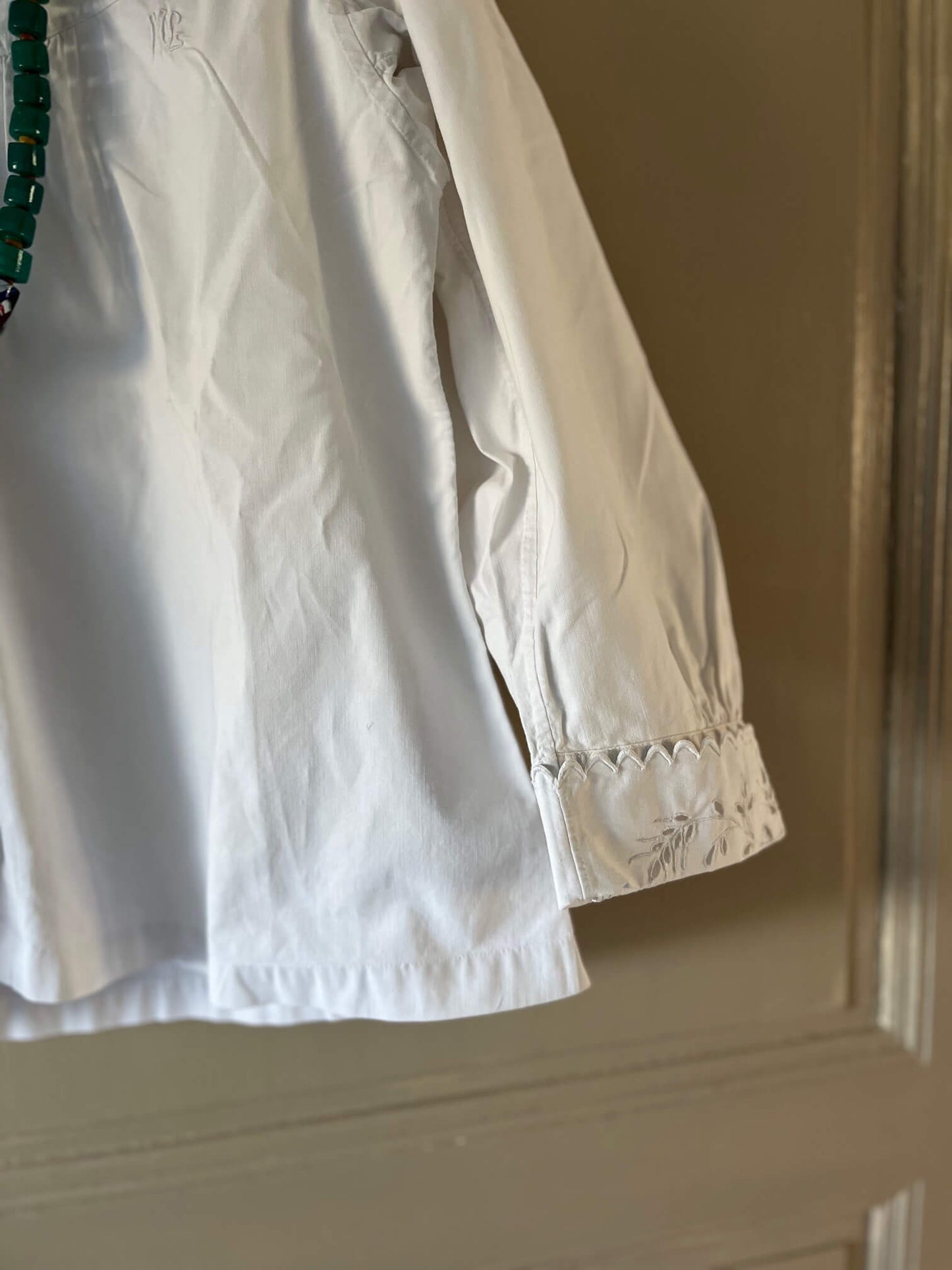 Blouse vintage en coton blanc pièce unique au charme ancien