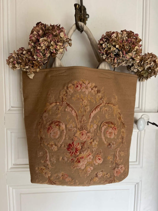 Cabas en chanvre ancien Modèle Antoinette – sac artisanal fait main en France