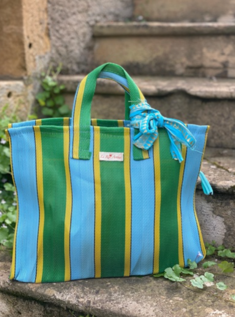 petit cabas xs rayé en fibre recyclée avec fermeture éclair