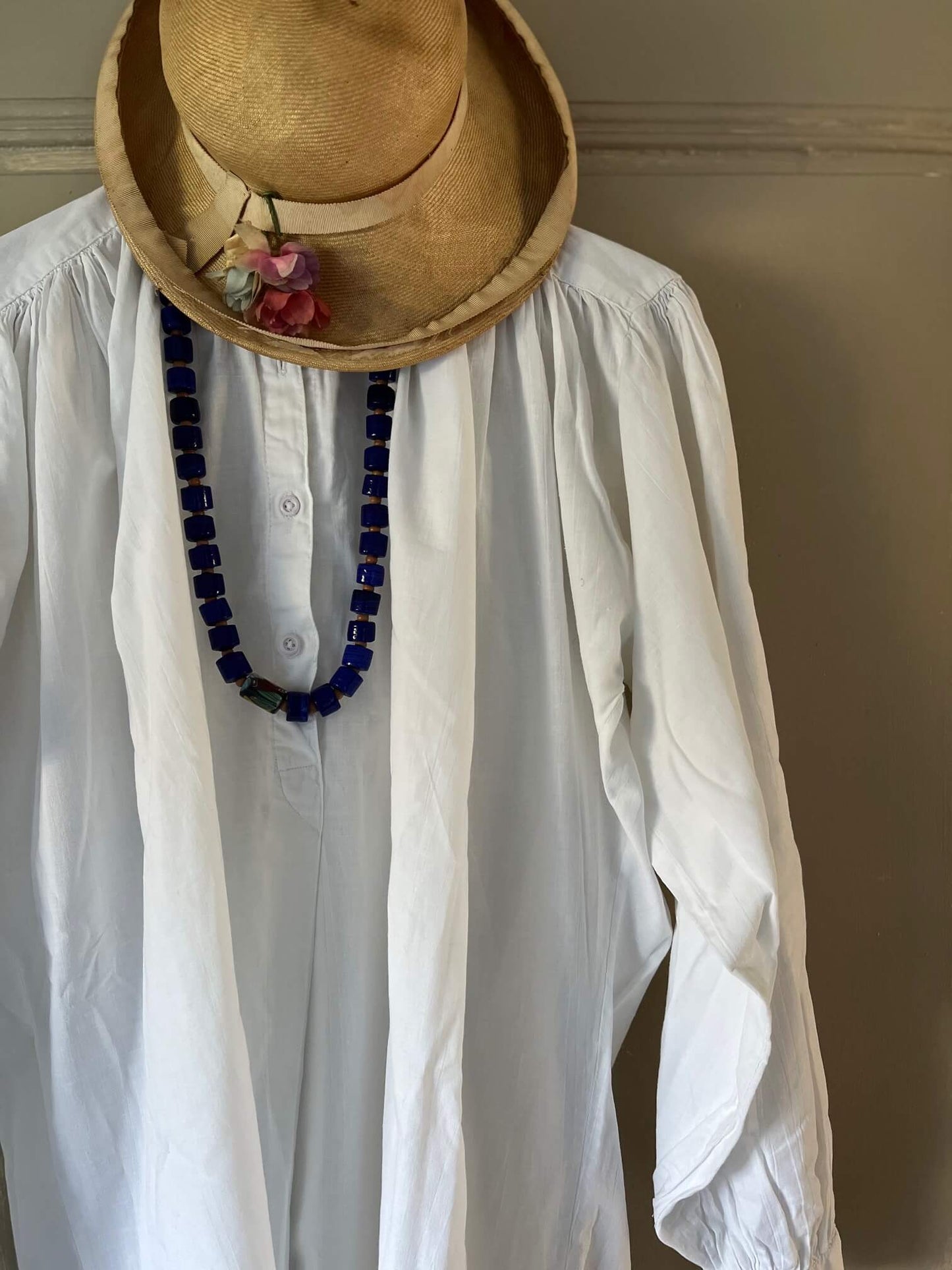 Chemise vintage upcyclée en coton ancien taille 40 pièce unique