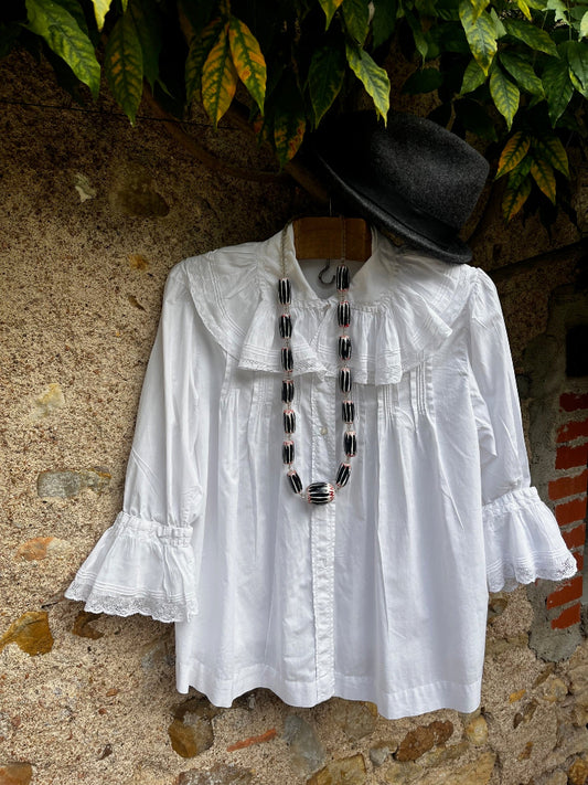Chemisier ancien modèle Aurore – coton et dentelle – taille 38 – vue de face