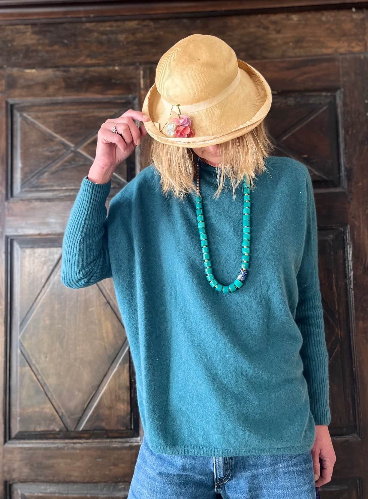 Collier artisanal original avec grosses perles colorées