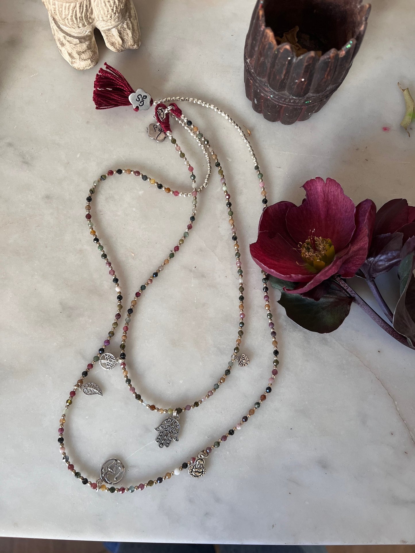 Collier long bohème en perles multicolores pièce unique