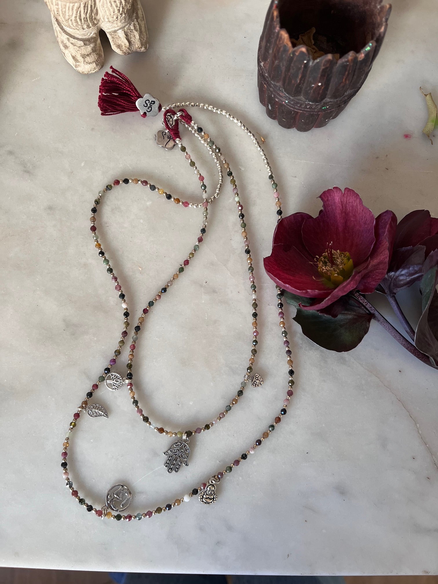 Collier long bohème en perles multicolores pièce unique