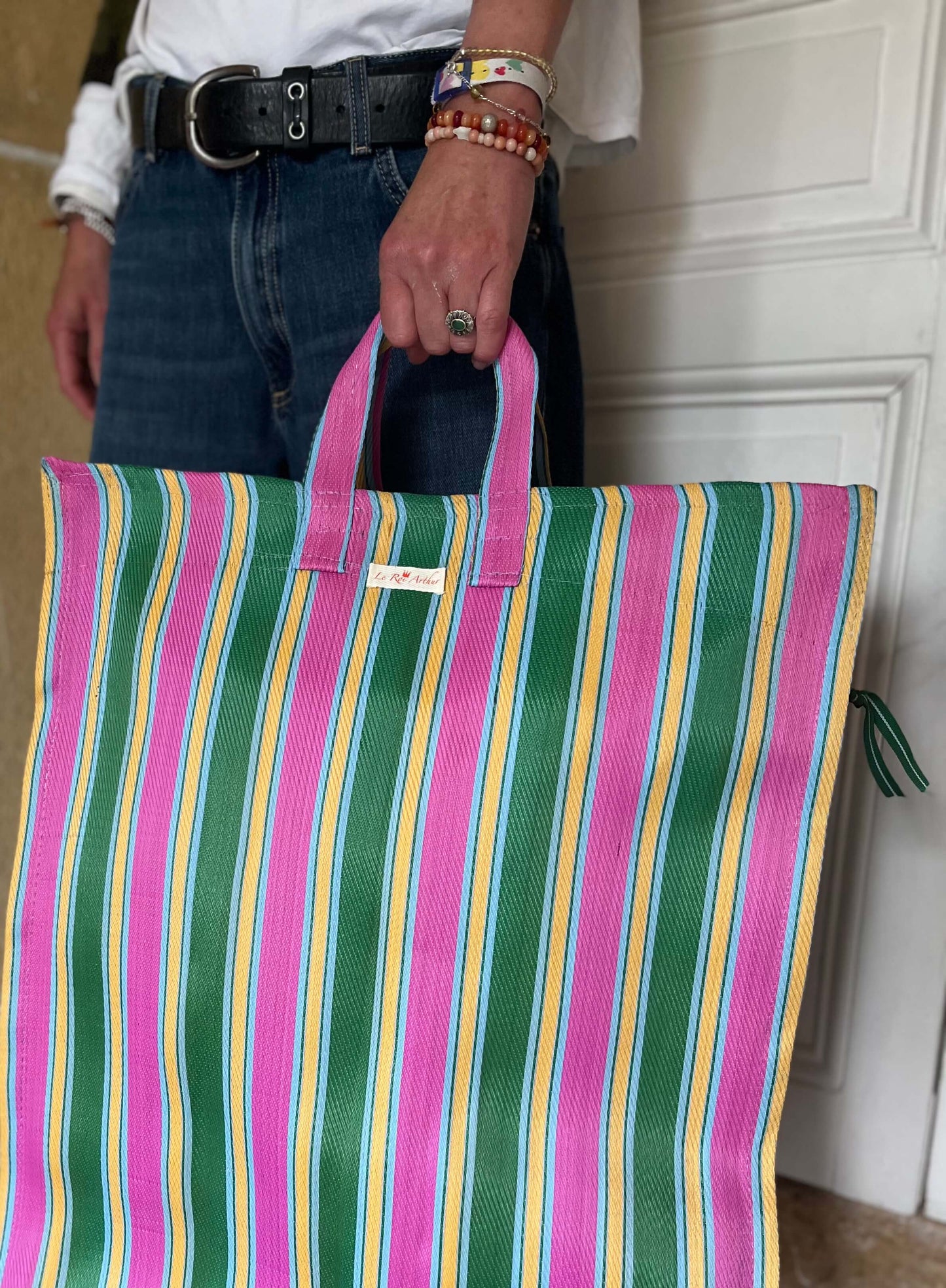 cabas xl rayures colorées sac rangement