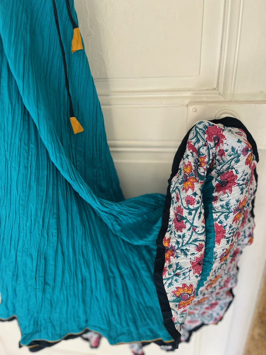 Jupe longue Justine en coton turquoise – taille unique – style bohème été