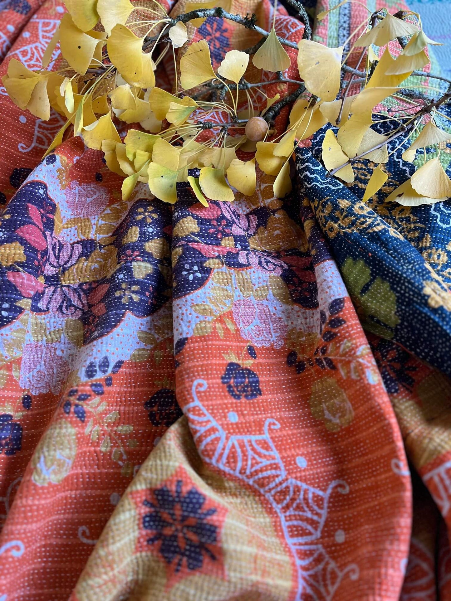 Kantha indien réversible en coton artisanal 125x200