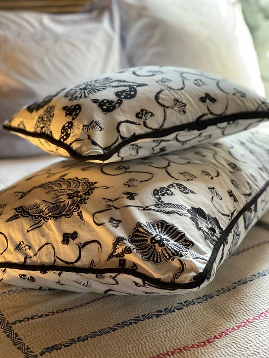 Lot de 2 housses de coussin en coton noir et blanc, décoration intérieure