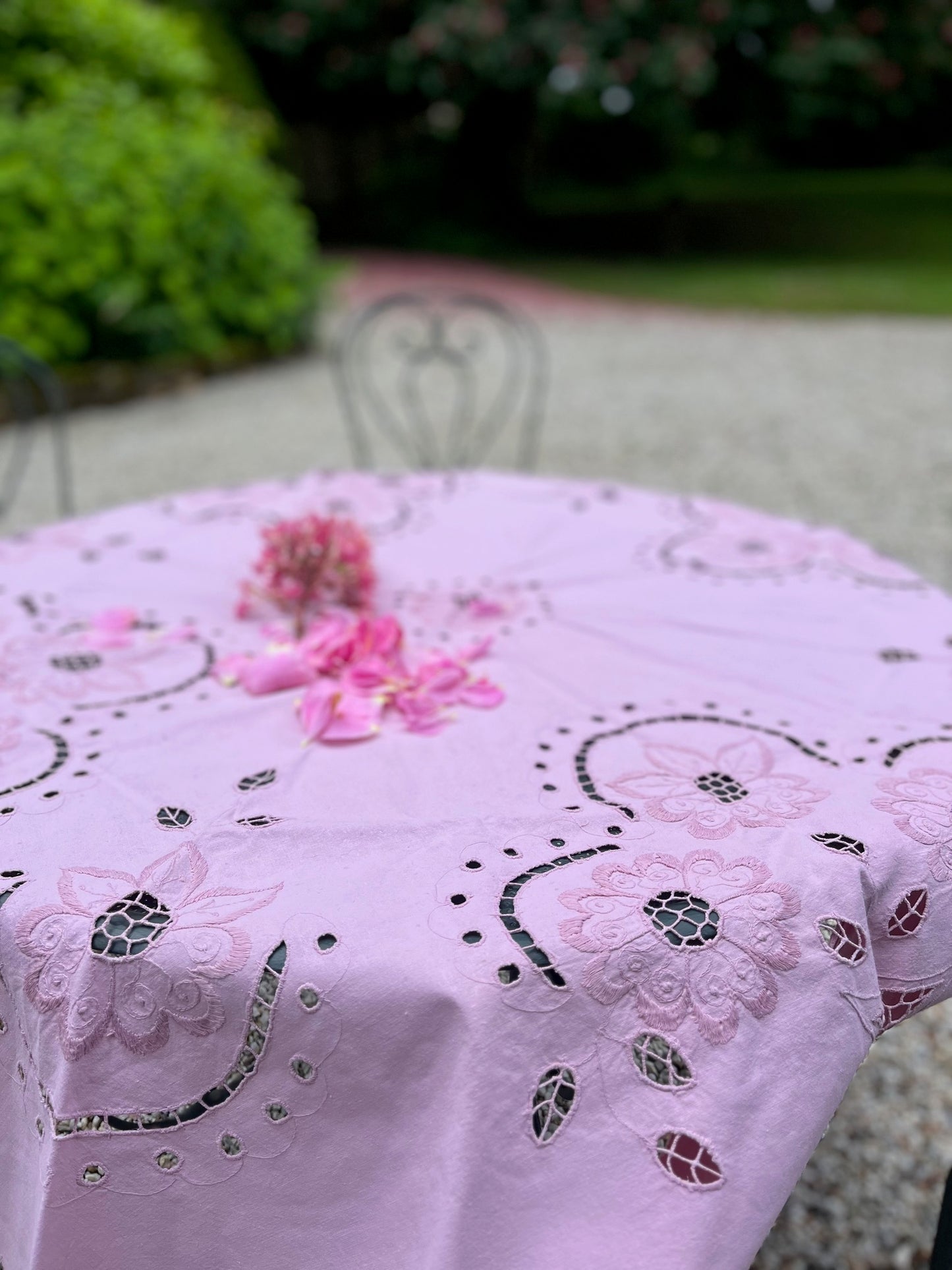 Linge de table ancien rose – nappe ronde 130 cm