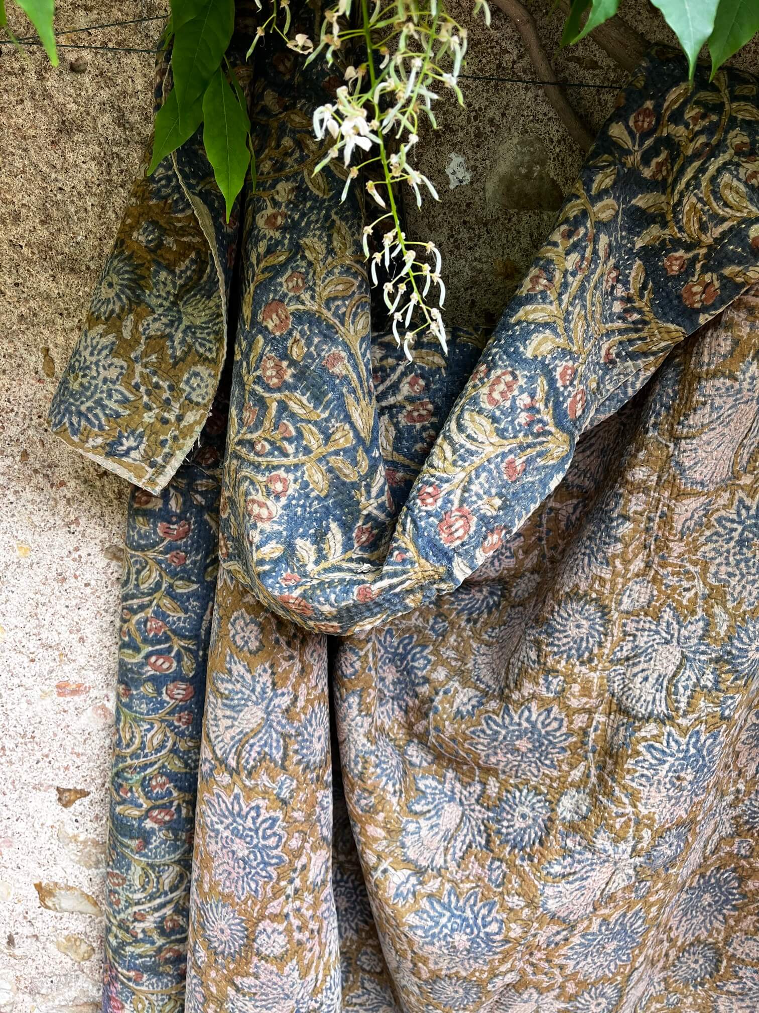 Plaid indien Kantha réversible en coton fait main