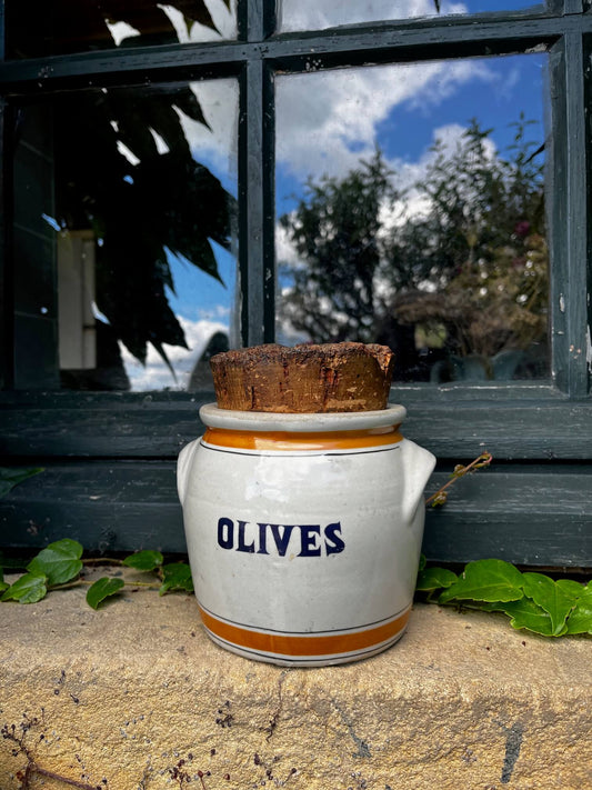 Pot en grès rustique français pour conservation des olives céramique traditionnelle