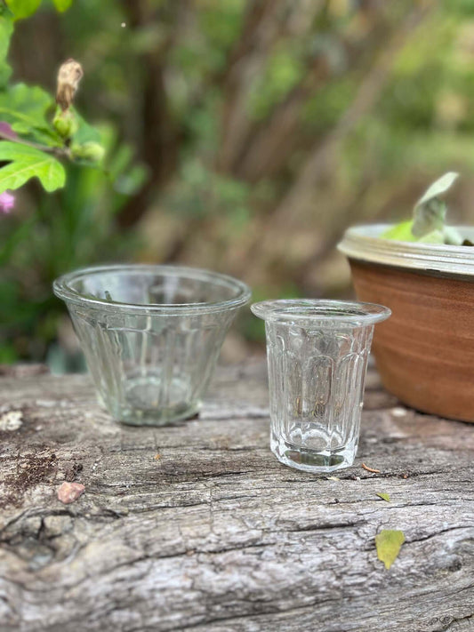lot de 2 pots à confiture anciens en verre épais style vintage
